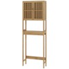 HOMCOM Bamboo Over the Toilet Storage Cabinet, Bathroom Space Saver Above Toilet with Double Slatted Doors, Adjustable Shelf and Open Shelf, Natural - 4 of 4