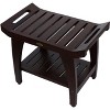 DecoTeak® Tranquility® 24" Teak Wood Shower Bench with Shelf and LiftAide® Arms in Woodland Brown Finish - 3 of 4