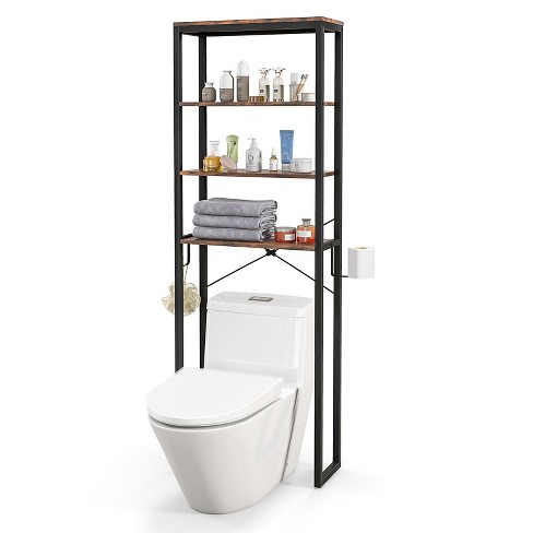 Costway Bathroom 4-Tier Over the Toilet Storage Rack Freestanding  Organizer Rustic Brown - image 1 of 4