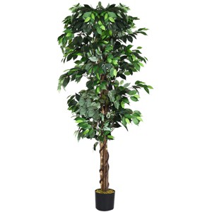 Tangkula Artificial Ficus Silk Tree Faux Potted Greenery Ficus Plants Decorations - 1 of 4