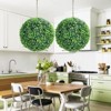Artificial Plant Topiary Balls Outdoor, Faux Boxwood Balls Fake Green Plants Decorative Spheres for Front Porch Patio Garden Wedding Decor - 2 of 4