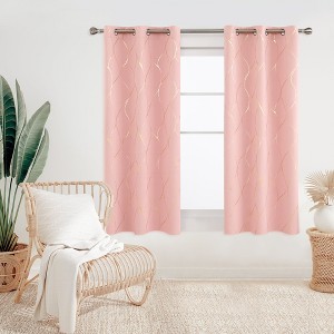 Deconovo Gold Line 52 Width Curtain Panel Pair (2 Panel) - 1 of 4