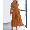 Women's 2025 Summer Casual Midi & Maxi Dress - Lightweight V-Neck Boho Beach Dress with Elastic Waist & Pockets Brown Orange - 2 of 4