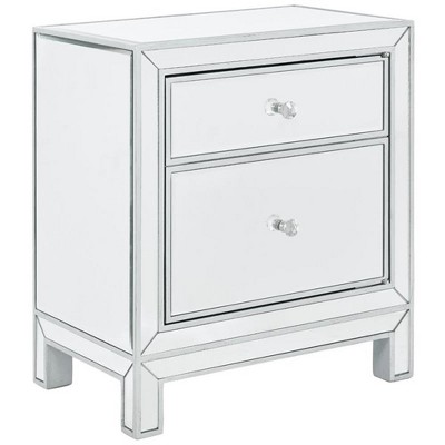 Elegant Lighting  Nightstand 1 door 21in. W x 14in. D x 24in. H in antique silver paint