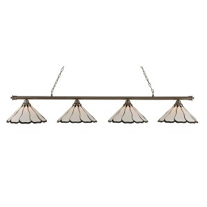 Toltec Lighting Oxford 4 - Light Island Pendant Light in  Brushed Nickel with 16" Pearl & Black Flair Art Glass Shade - 1 of 1