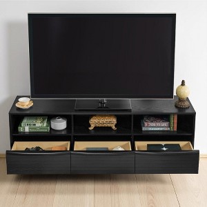 TV Stand with Drawers and Shelves, 63" Entertainment Center , Louver Design, Solid Wood Fronts, for Living Room, Media Console Cabinet - 1 of 4