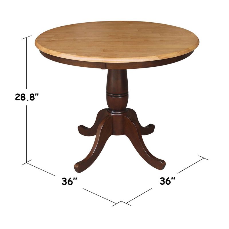 36&#34; Round Top Pedestal Dining Table Cinnamon/Espresso &#8211; International Concepts, 4 of 9