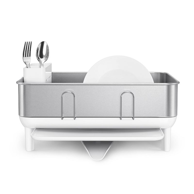 simplehuman Compact Steel Frame Dish Rack Brushed Stainless Steel White, 4 of 11