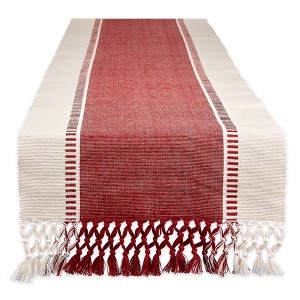Design Imports  Ribbed Dobby Stripe Table Runner, Barn Red, 13X108" - 1 of 4
