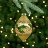 Northlight Set of 2 Golden Glitter Holly Finial Christmas Glass Ornaments 5" - 2 of 4