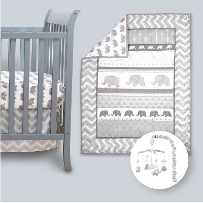 The Peanutshell Elephant Walk Grey Crib Bedding Set, 4pc to 12 Pc