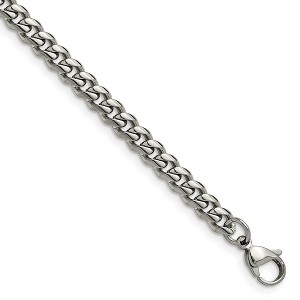 Black Bow Jewelry 6mm Stainless Steel Polished Curb Chain Bracelet, 8.25 Inch - 1 of 4