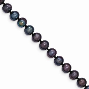 Black Bow Jewelry 6-7mm, Black FW Cultured Pearl & 14k Yellow Gold Clasp Necklace - 1 of 4