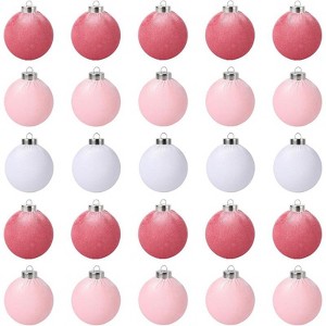 Christmas Tree Ornaments, Christmas Decorations 25 Pack - 3.15 Inch (8cm) Flocked Plastic Balls, Xmas Hanging Ornaments for Tree, Home, Holiday Party - 1 of 4