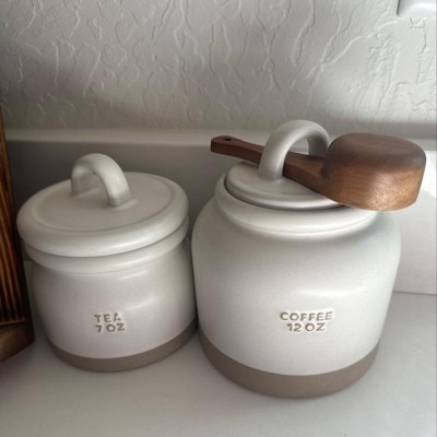 7oz Stoneware Crock Tea Canister Cream/clay - Hearth & Hand™ With ...