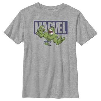 Boy's Marvel Incredible Hulk Cartoon Brick Logo T-Shirt