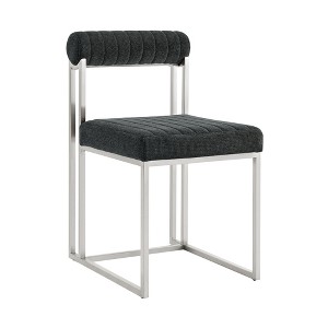 HomeRoots Set of Two Gray And Silver Upholstered Polyester Open Back Dining Side Chairs - 1 of 4