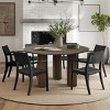52" Oak Wood Drum Dining Table, Architectural Design Round Dining Table with 3 Legs for 4-6 person, Indoor Furniture - Maison Boucle - 3 of 4