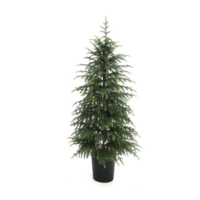 LuxenHome 4Ft Artificial Green Branches Christmas Fir Tree Potted