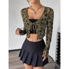 Coolmee Women's Cropped Cardigan Long Sleeve Floral Lace Mesh Sheer Tie Front Fashion Crop Tops - 2 of 4