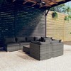vidaXL 8-Piece Patio Lounge Set - Weather-Resistant Outdoor Furniture with Gray PE Rattan, Powder-Coated Steel Frame, and Comfortable Cushions - 2 of 4