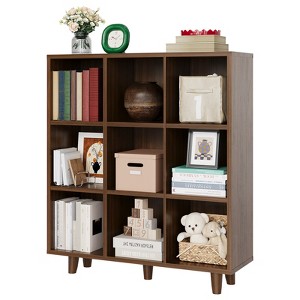 COZONY 9 Cube Bookcase, 3-Tier Open Bookshelf with Wood Finish, Storage ...