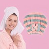 Unique Bargains Strong Absorbent Coral Fleece Stripped Hair Drying Towel Dry Cap 1 Pc - 2 of 4