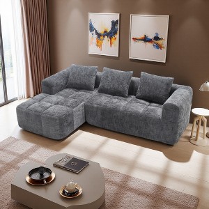 98.42" Chenille L-Shaped Sectional Sofa with Chaise Longue & Side Pockets - 1 of 4