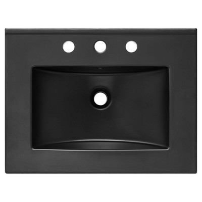 Cayman Black Ceramic 24" Above-Counter Bathroom Sink
