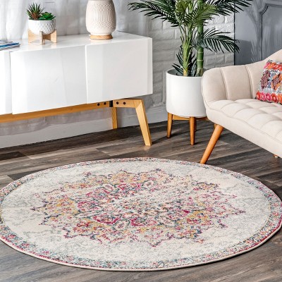Nuloom Tabitha Vintage Medallion Area Rug, Round 4', Pink