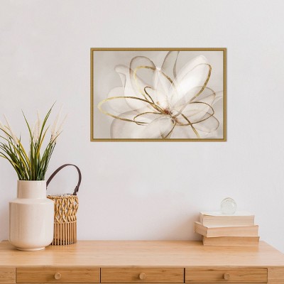 Eva Watts Gold Framed Abstract Floral Canvas Print