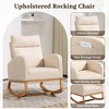 Rocking Chair Upholstered Rocking Chair for Nursery with Rubber Wood Legs, Comfy High Backrest, Side Pockets - 2 of 4