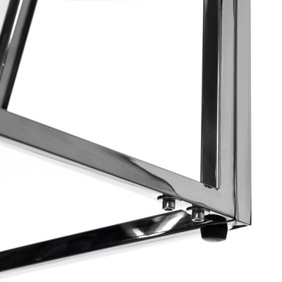 Modern Silver Metal End Table with Tempered Glass Top
