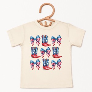 The Juniper Shop Patriotic Boots Stacked Coquette Toddler Short Sleeve Tee - 1 of 4