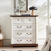 Dresser Chest with Wooden Base & Riser Trim, Wooden Rustic Rustic Chest of Drawers, Accents Cabinet Storage Dresser for -- Frevyn - 2 of 4