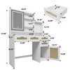 Makeup Vanity With Mirror, 3 Colors Lights, Vanity Desk With 4 Drawers, 1 Cabinets And Shelves, Vanity Table Rattan Vanity Dresser for Bedroom - 3 of 4