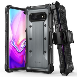 Vena vArmor Rugged Case for for Samsung Galaxy S10+ S10 Plus Military Grade Drop Protection with Belt Clip Holster Kickstand - Space Gray - 1 of 4
