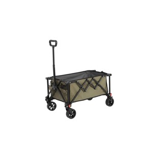Folding Four-Wheel Wagon, Folding Four-Wheel Wagon W/All-Terrain Wheels, Heavy-Duty Garden Cart With Adjustable Handle, Outdoor Multi-Purpose Wagon - 1 of 4