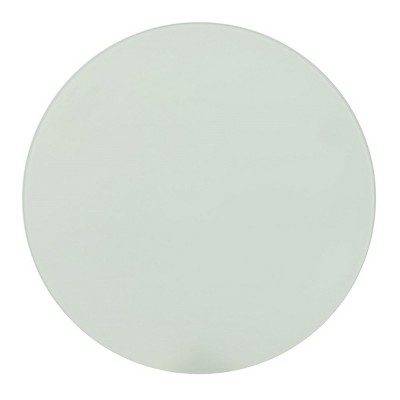 Round White Glass and Gold Metal Mirrored Accent Table