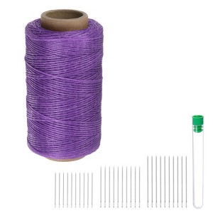 Unique Bargains Wear-Resistant Polyester Embroidery Waxed Thread with Needles - 1 of 4