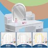 Kids Vanity with Mirror, 2 in 1 Little Girls Vanity Table & Stool, Kids Makeup with Bookshelf, Drawer & Open Shelves for 3-9 Years Girls - 3 of 4