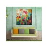 Cottage Garden West of The Wind Merriment Pink, Red, Teal 24 x 24 Inch Waterproof Gallery Wrapped Canvas, Outdoor Garden, Yard, Patio All Weather - 2 of 2