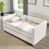 CAVINAS Modern Twin Size Platform Bed Frame, Corduroy Fabric Daybed, Upholstered Sofa Bed, The Bottom Pulls Out to Form a Bed - 4 of 4