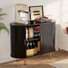 TiramisuBest 40" Storage Cabinet, Sideboard Buffet Cabinet with Tambour Sliding Doors, Accent Coffee Bar Console Table for Kitchen, Entryway,Black - 2 of 4