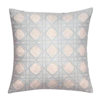Edie@Home 20"x20" Rattan Geometric Square Throw Pillow Light Blue/Cream