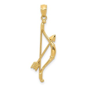 Black Bow Jewelry 14k Yellow Gold Bow and Arrow Pendant, 11 x 36mm - 1 of 4