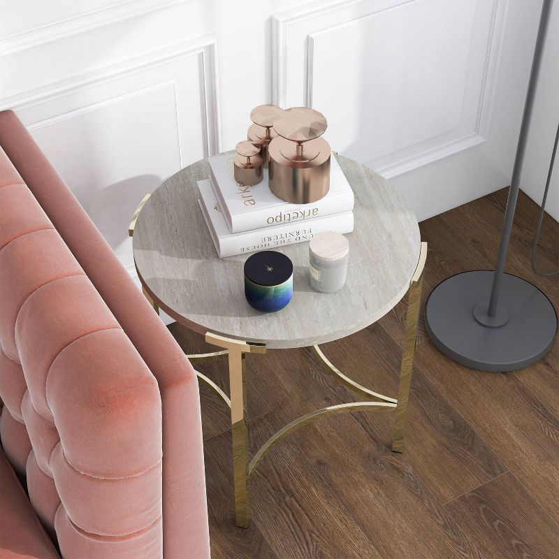 Grand Canal Modern Round End Table Champagne - miBasics, 5 of 10