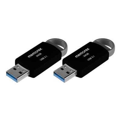 Memorex 64GB USB 3.1 2pk Flash Drive - Black