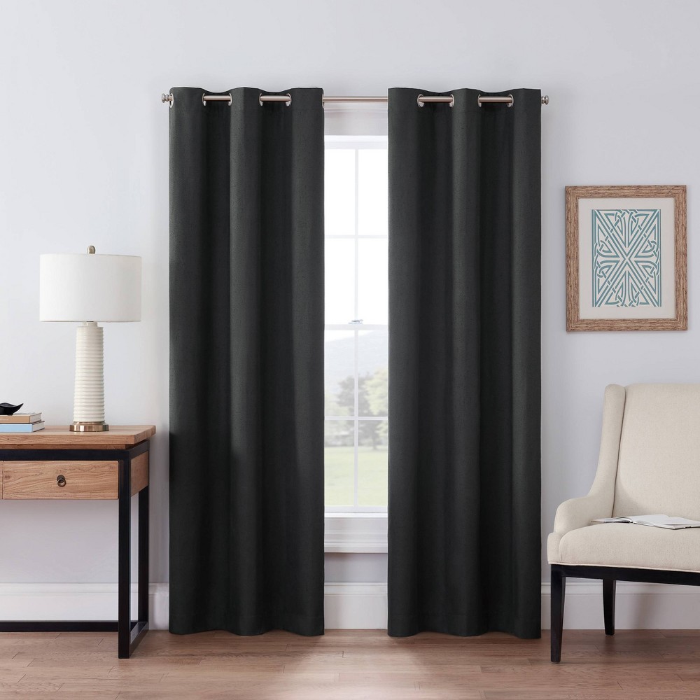 Photos - Curtains & Drapes Eclipse 42"x84"  Blackout Windsor Window Curtain Panel Black 