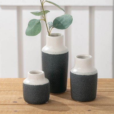 Trio of Timeless Ceramic Vases in White and Black